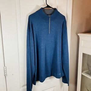 J. Ferrar Men's XXL Blue Quarter Zip Sweater NWT Merino Wool Blend Mock Collar P